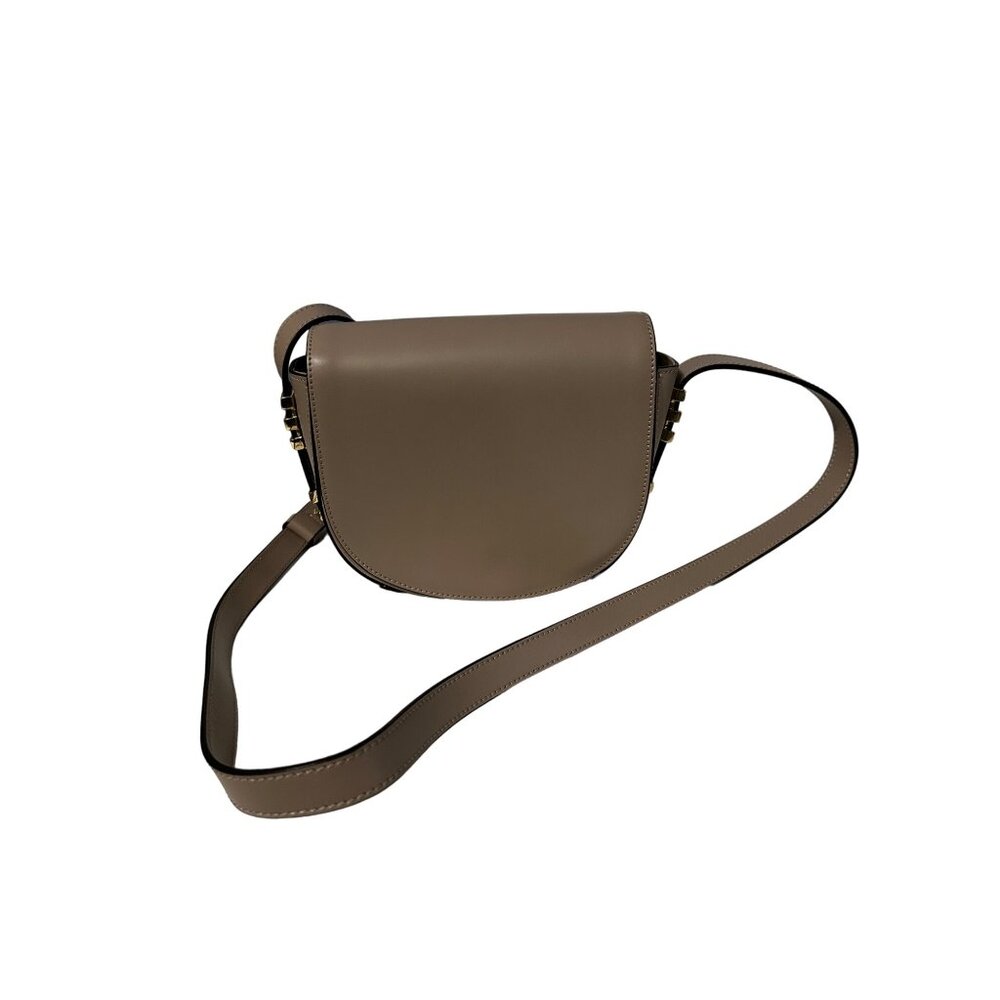 A. Bellucci made in Italy taupe leather adjustable strap saddle crossbody purse